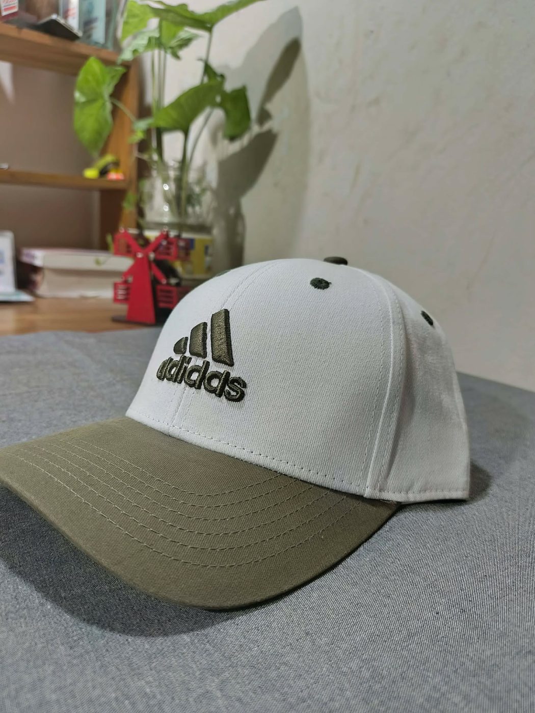 Adidas White & Olive 3-Stripe Cap — Savageon Bangladesh